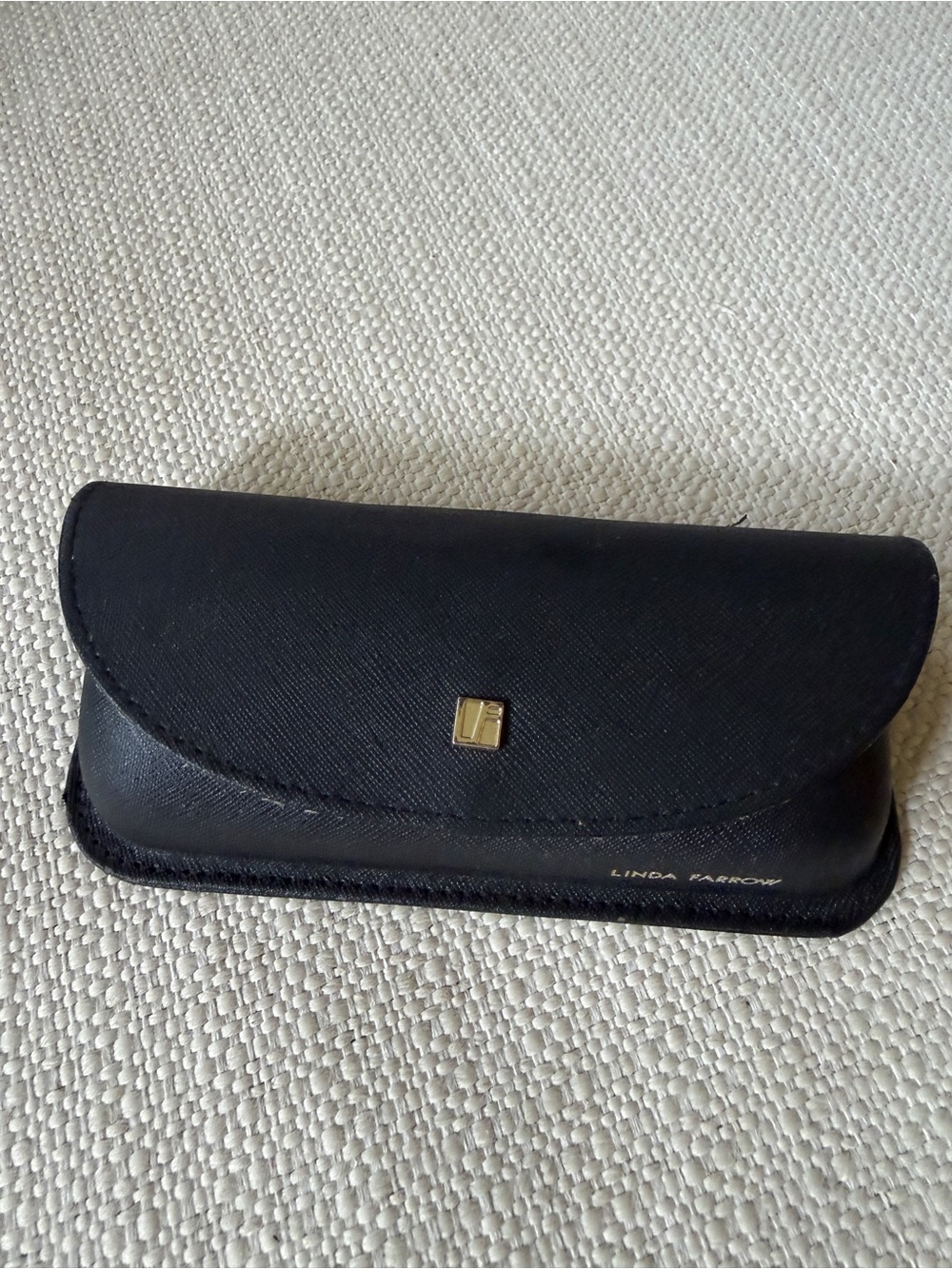 Linda Farrow Black Sunglasses Case with Gold Detail